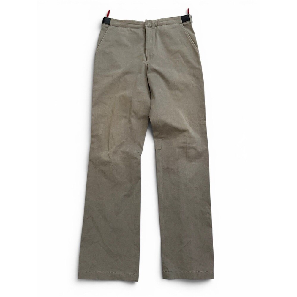 Vintage Prada Sport Linea Rossa Red Tab Pants Cotton Bl Leather Waist Tabs Sz 48